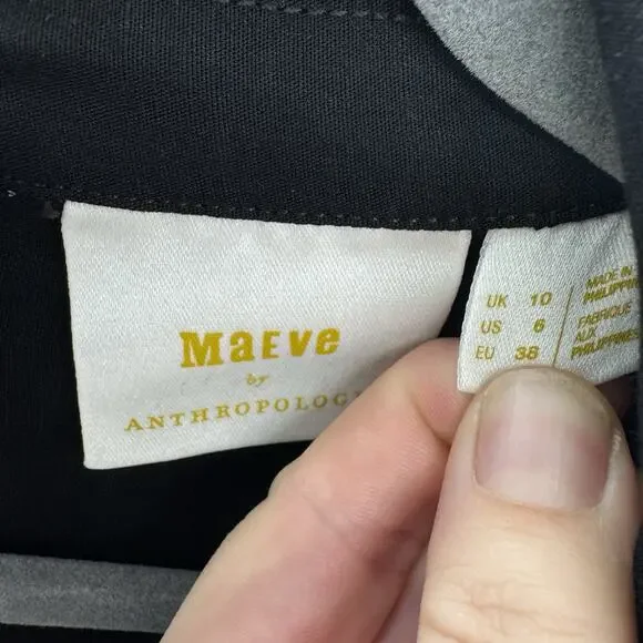 Maeve by Anthropologie The Colette Wrap Jumpsuit Sz 6 Black Wide Leg *No Belt - Picture 9 of 16